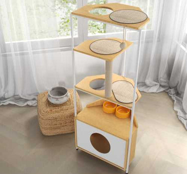 Cat Condo with Integrated Feeding Station Pets Cat Product 182 $ Whiskers