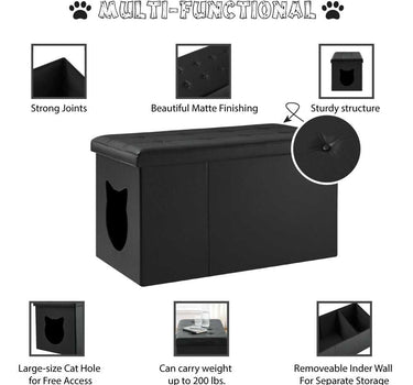 Designer Cat Litter Box Enclosure Hidden Washroom Bench Ottoman Pets Cat Product 74 $ Whiskers