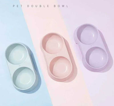 Double Plastic Macaron Pet Bowl 12 Whiskers