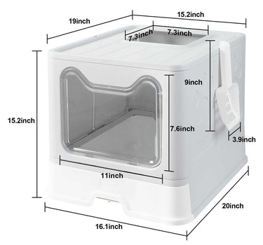 Front Entry, Top Exit Cat Litter Box with Foldable Lid Includes Plastic Scoop Cat Product 44 $ Whiskers