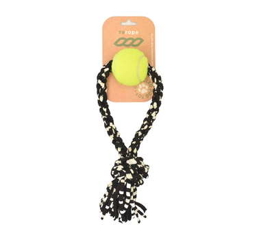 ReRope Small Looper with Tennis Ball Upcycled Fabric Rope Dog Toys 19 Leashes, Collars & Petwear Dog Products Whiskers