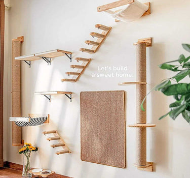 Wall Mounted Cat Furniture Wooden Cat Shelves Perches 58 Cat Product Whiskers