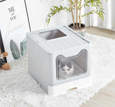 XXL Large Space Foldable Cat Litter Box with Front Entry & Top Exit with Tray Cat Product 45 $ Whiskers